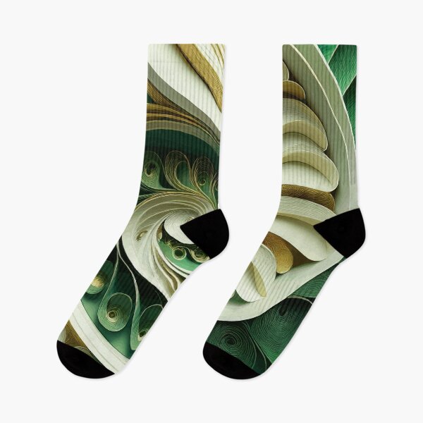 Item preview, Green Gold and White Abstract Fibonacci Art 6 designed and sold by Vicky Brago-Mitchell®.