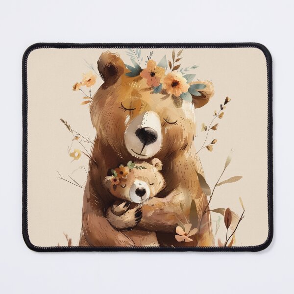Item preview, Adorable Bear Mom Hugging Her Cub designed and sold by ArtPompon.