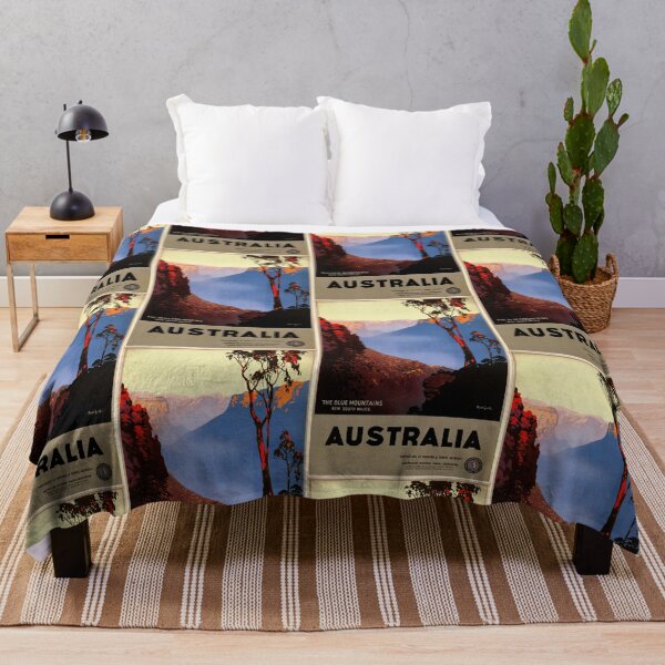 Item preview, Vintage Blue Mountains Travel Poster | Mid-20th Century Art | Australia Scenic Print | Retro Wall Decor | Eucalyptus Forest Landscape designed and sold by artofuniverse.