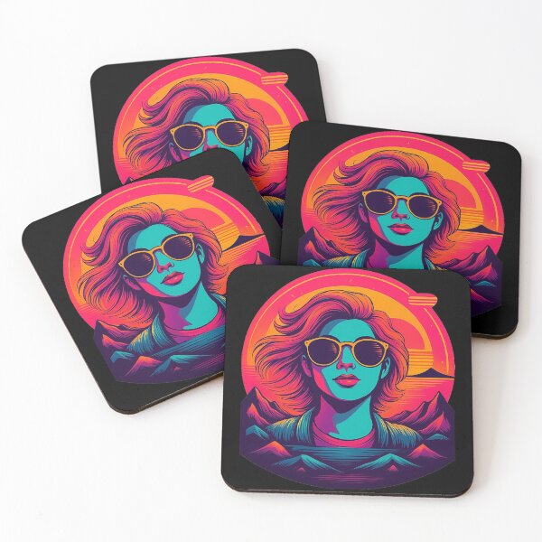 Artikelvorschau, Neon 80er Retro Frauenporträt Design entworfen und verkauft von AnTartstudios.