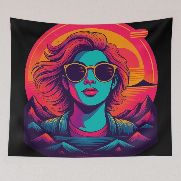 Item preview, Neon 80s Retro Female Portrait Design designed and sold by AnTartstudios.