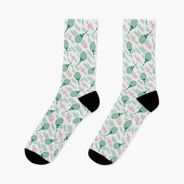 Item preview, Dynamic Sporty Tennis Racket and Ball Pattern with abstract lines in Green and Pink designed and sold by EliveraDesigns.
