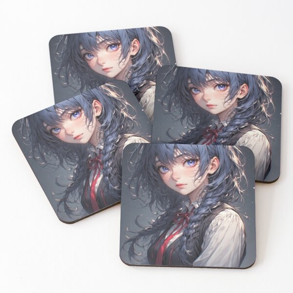 Item preview, “Braided Charm – Anime Girl with Purple Eyes” designed and sold by NegarTv Designs.