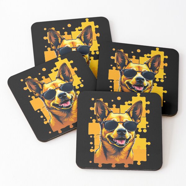 Item preview, Dog's Face with yellow puzzle Abstract Art Poster designed and sold by Museum Of Non-Existing Art.