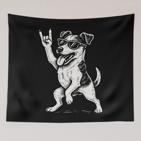 Item preview, Rock Musik Dog Heavy Metal Humor Jack Russell designed and sold by LuminOrb.