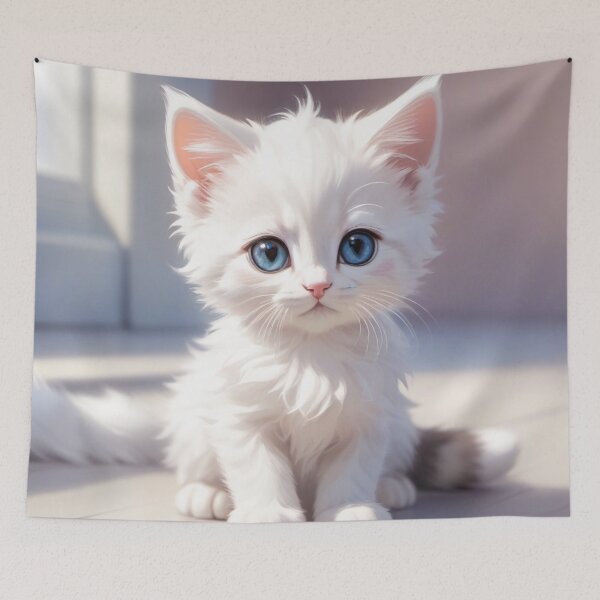 Item preview, White Kitty Painting 1 designed and sold by DekorinKu.