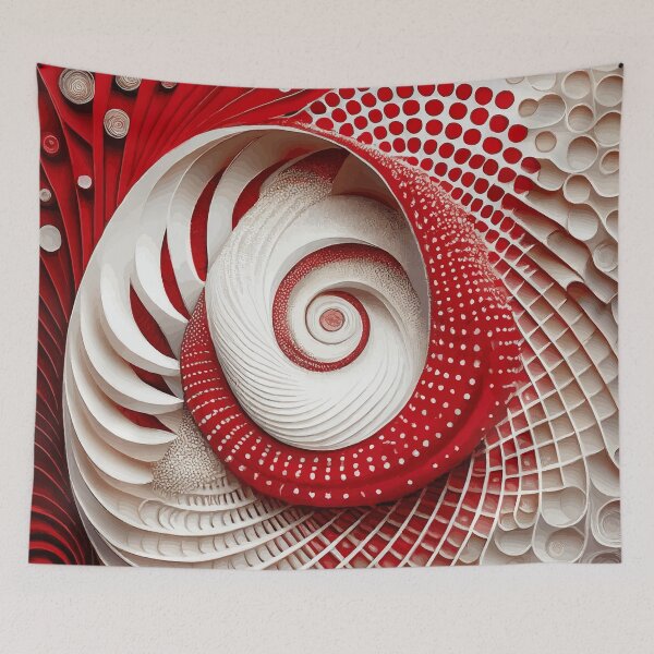 Artikelvorschau, Abstrakte Fibonacci-Kunst in Rot und Weiß 5 entworfen und verkauft von Vicky Brago-Mitchell®.