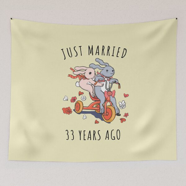 Item preview, Just Married 33 Years Ago - 33rd Anniversary Couple Bunnies Tee, Phone Cases And Other Gifts designed and sold by MemWear.