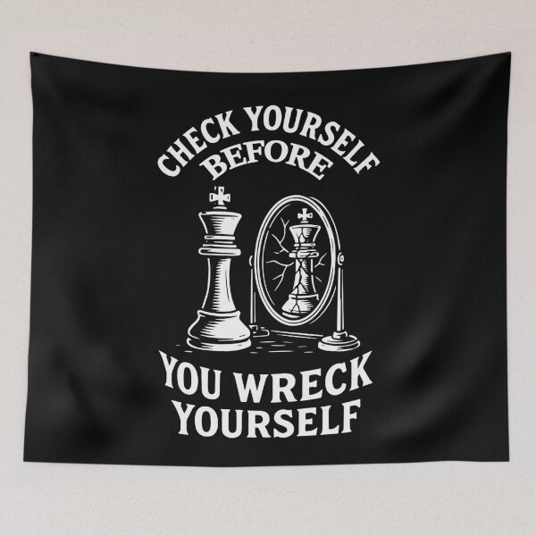 Item preview, Check Yourself funny Chess Player saying design designed and sold by LuminOrb.