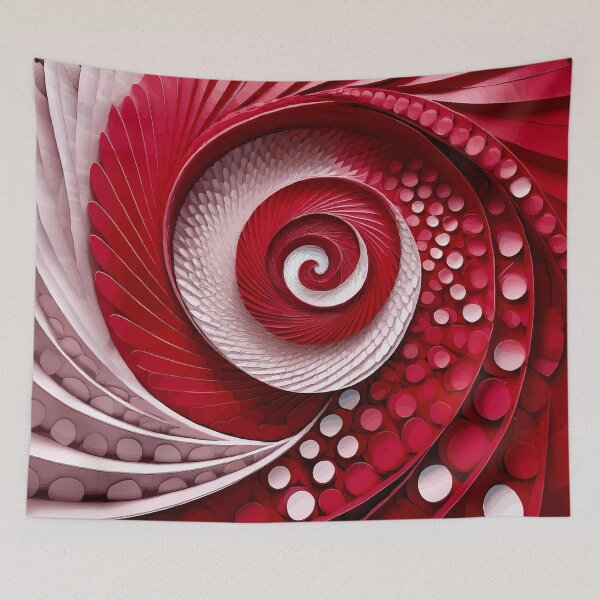 Item preview, Abstract Spiral  Red and White Fibonacci Art 91 designed and sold by Vicky Brago-Mitchell®.