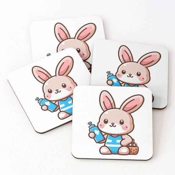 Item preview, Cute Cartoon Rabbit Applying Sunscreen – Summer Animal Art designed and sold by Confuzz1ed.