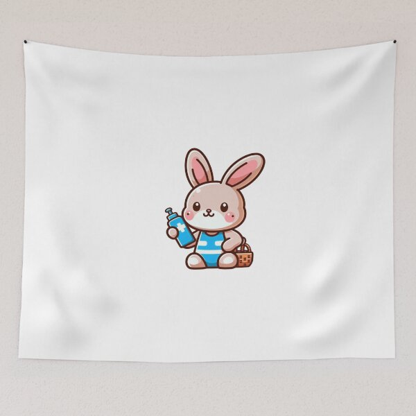 Item preview, Cute Cartoon Rabbit Applying Sunscreen – Summer Animal Art designed and sold by Confuzz1ed.