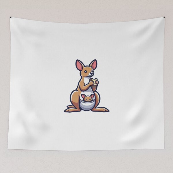 Item preview, Cartoon Kangaroo Eating a Sandwich designed and sold by Confuzz1ed.