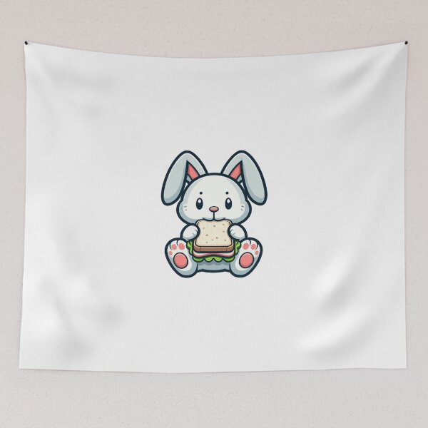 Item preview, Cartoon Bunny Eating a Sandwich designed and sold by Confuzz1ed.