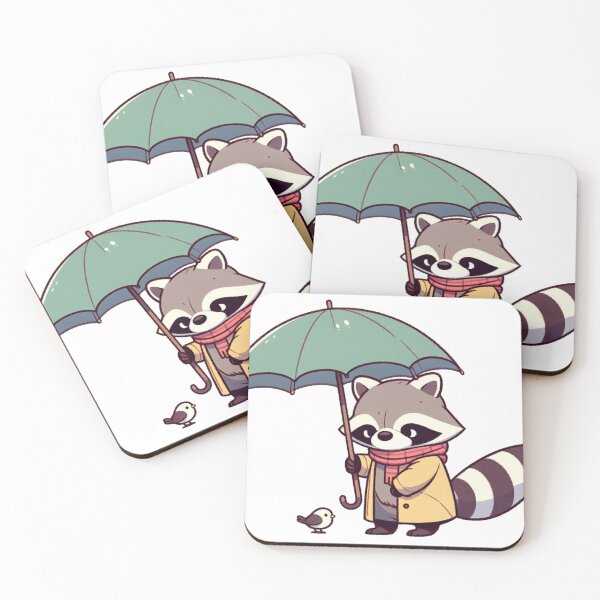 Item preview, Cartoon Raccoon Holding Umbrella for a Bird designed and sold by Confuzz1ed.