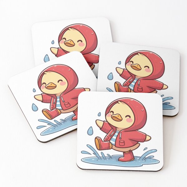 Item preview, Cartoon Duck Splashing in a Puddle with Raincoat designed and sold by Confuzz1ed.
