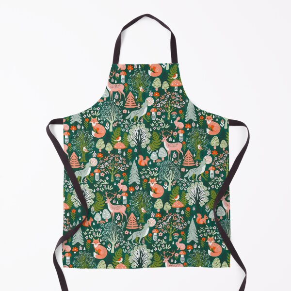 Item preview, Whimsical Woodland Animals with Flowers & Trees in Dark Green designed and sold by EliveraDesigns.