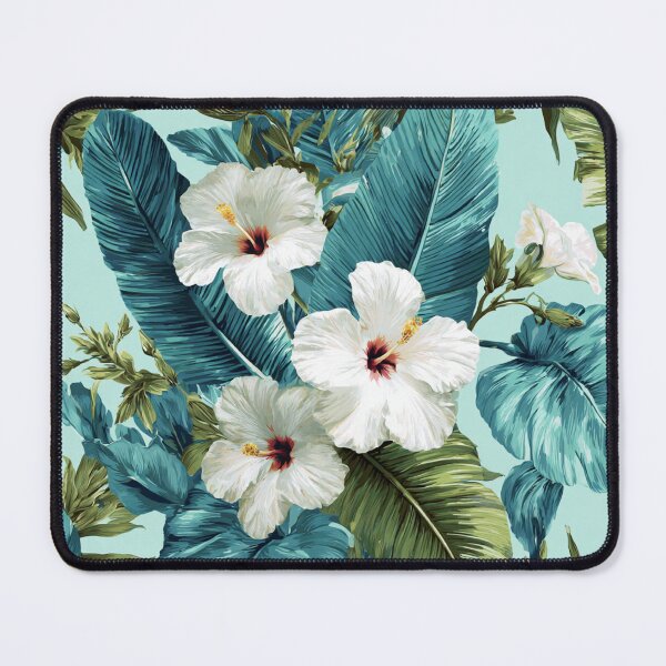 Item preview, Tropical Hibiscus & Banana Leaf Paradise Pattern designed and sold by stiggyindia.