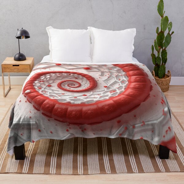 Item preview, Abstract Spiral  Red, White and Silver Fibonacci Art 230 designed and sold by Vicky Brago-Mitchell®.
