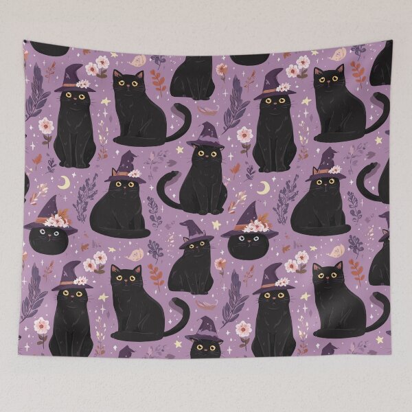 Item preview, Familiar Witchy Cat Pattern designed and sold by bapupa.