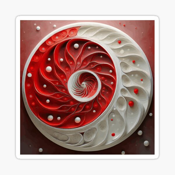 Item preview, Abstract Spiral  Red and White Sacred Geometry Fibonacci Spiral Art designed and sold by Vicky Brago-Mitchell®.