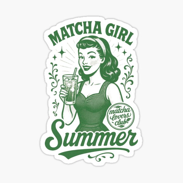 Item preview, MATCHA GIRL Summer – retro vintage design | Gift for matcha lovers designed and sold by Graphicarium Shop.