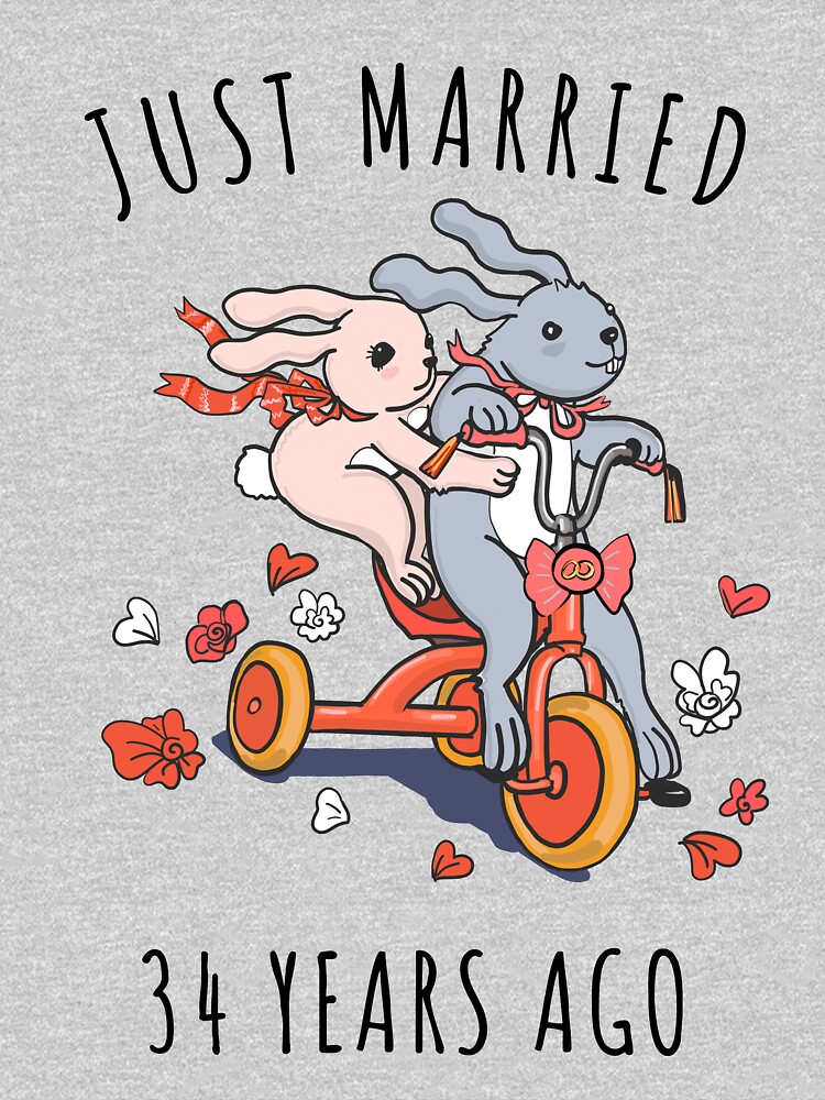 Disover Just Married 34 Years Ago - 34th Anniversary Couple Bunnies Tee, Phone Cases And Other Gifts | Classic T-Shirt