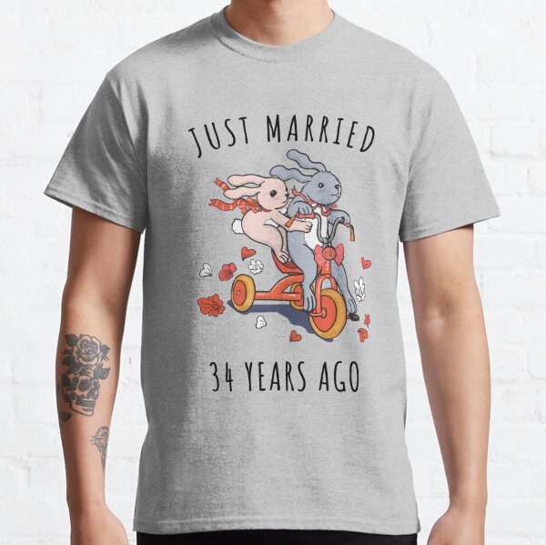 Discover Just Married 34 Years Ago - 34th Anniversary Couple Bunnies Tee, Phone Cases And Other Gifts | Classic T-Shirt