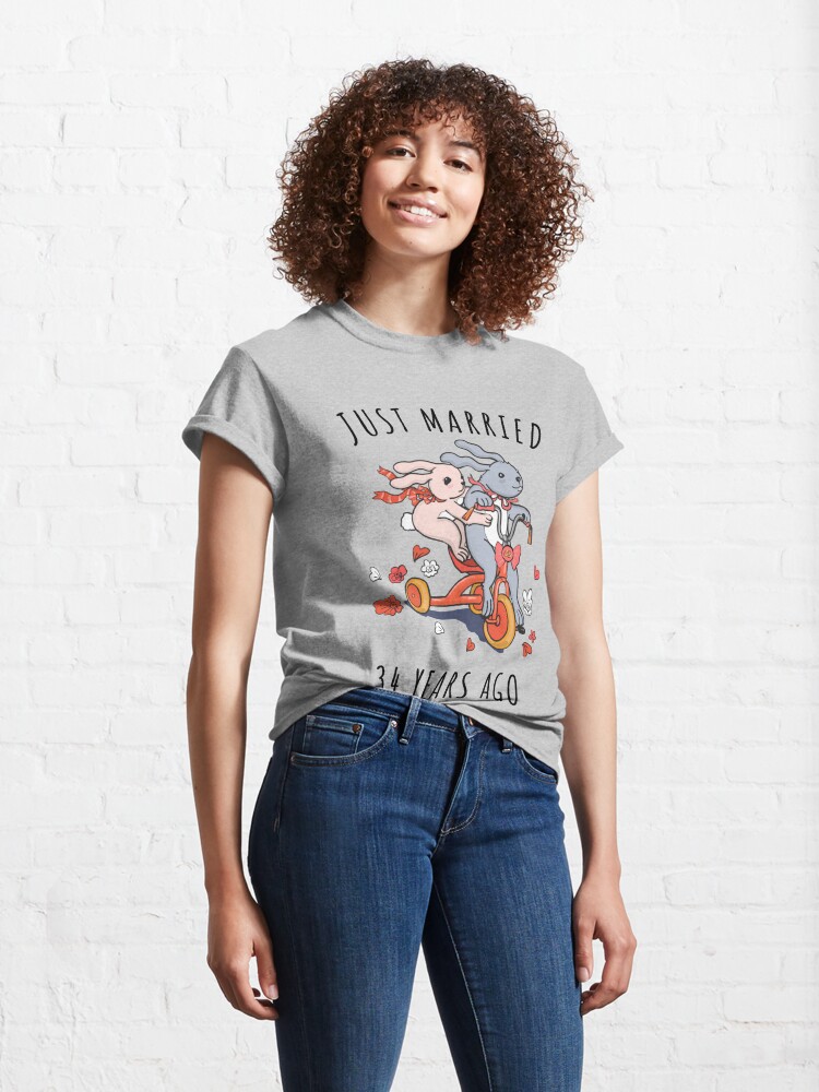 Discover Just Married 34 Years Ago - 34th Anniversary Couple Bunnies Tee, Phone Cases And Other Gifts | Classic T-Shirt