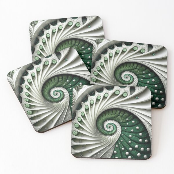 Item preview, Green and White  Abstract Fibonacci Art 9 designed and sold by Vicky Brago-Mitchell®.