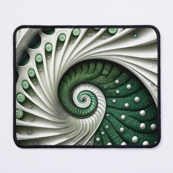 Item preview, Green and White Abstract Fibonacci Art 9 designed and sold by Vicky Brago-Mitchell®.