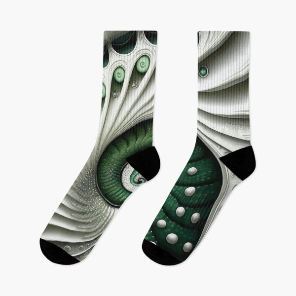 Item preview, Green and White  Abstract Fibonacci Art 9 designed and sold by Vicky Brago-Mitchell®.