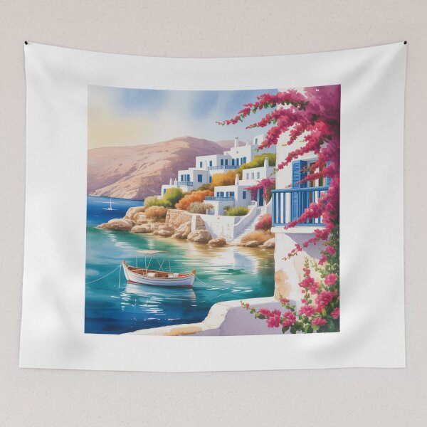 Item preview, Watercolor Paros Greek Island designed and sold by ArtQueen777.