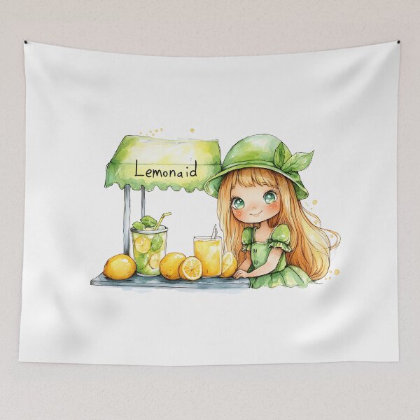 Item preview, Charming Lemonade Stand with Cute Girl  designed and sold by Artessie.