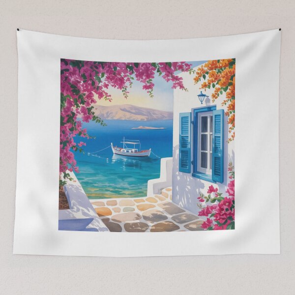 Item preview, Watercolor Paros Island View designed and sold by ArtQueen777.