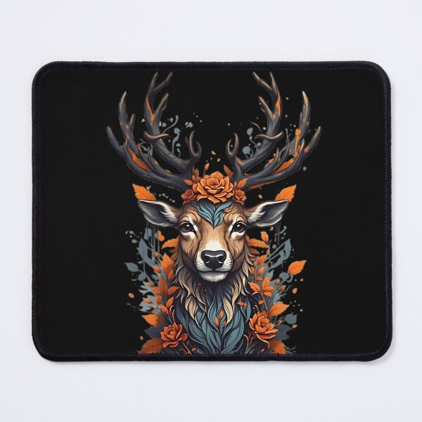 Item preview, Mystic Floral Deer – Majestic Stag with Botanical Crown designed and sold by The-Daily-Drape.