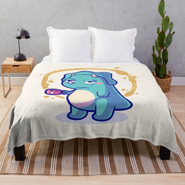 Item preview, Triceratops Dinosaur with cup of tea, exhausted dino, hugadino designed and sold by hugadino.