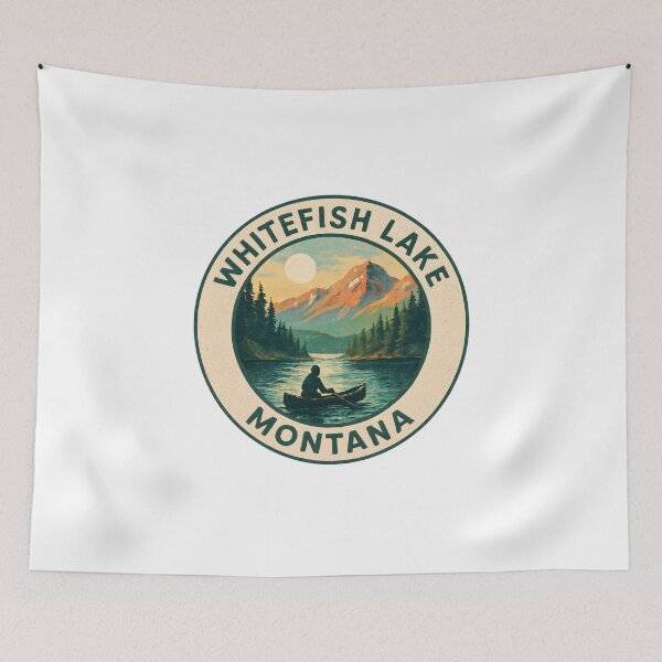 Item preview, Whitefish Lake Montana - Scenic Nature Travel Stamp designed and sold by inkNext.