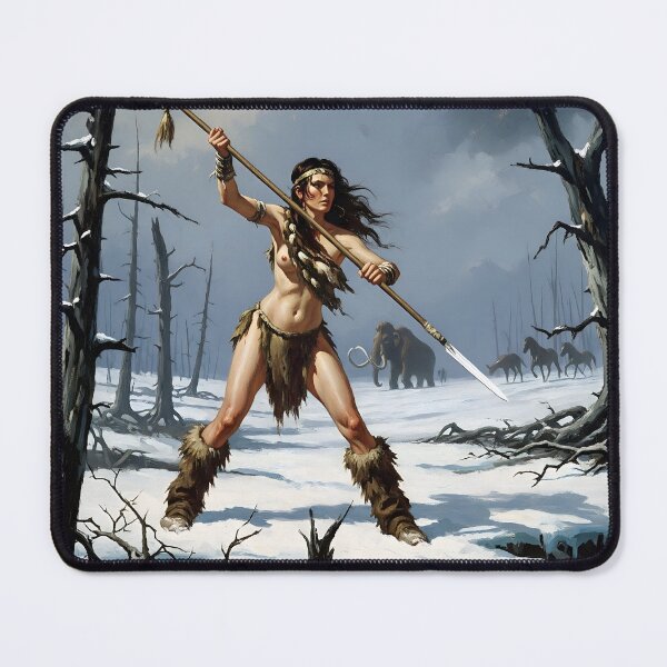 Item preview, Ice Age Huntress: Cro-Magnon Woman with Spear - Scythianshead design designed and sold by Scythianshead .
