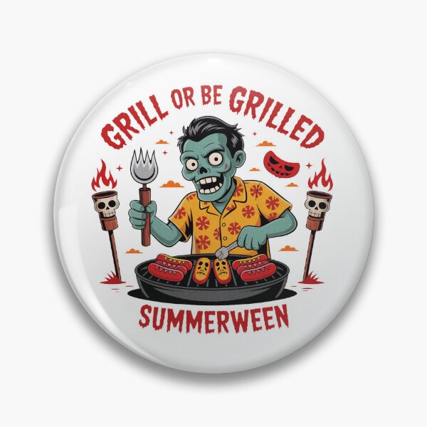 Item preview, Summerween Zombie Grill Or Be Grilled Spooky Summer Halloween designed and sold by PietrzakDesign.