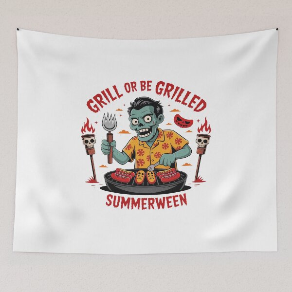 Item preview, Summerween Zombie Grill Or Be Grilled Spooky Summer Halloween  designed and sold by PietrzakDesign.
