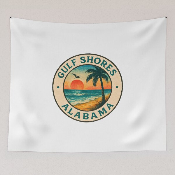 Aperçu de l'œuvre Plage de Gulf Shores, Alabama – Tampon de voyage vintage créée et vendue par inkNext.