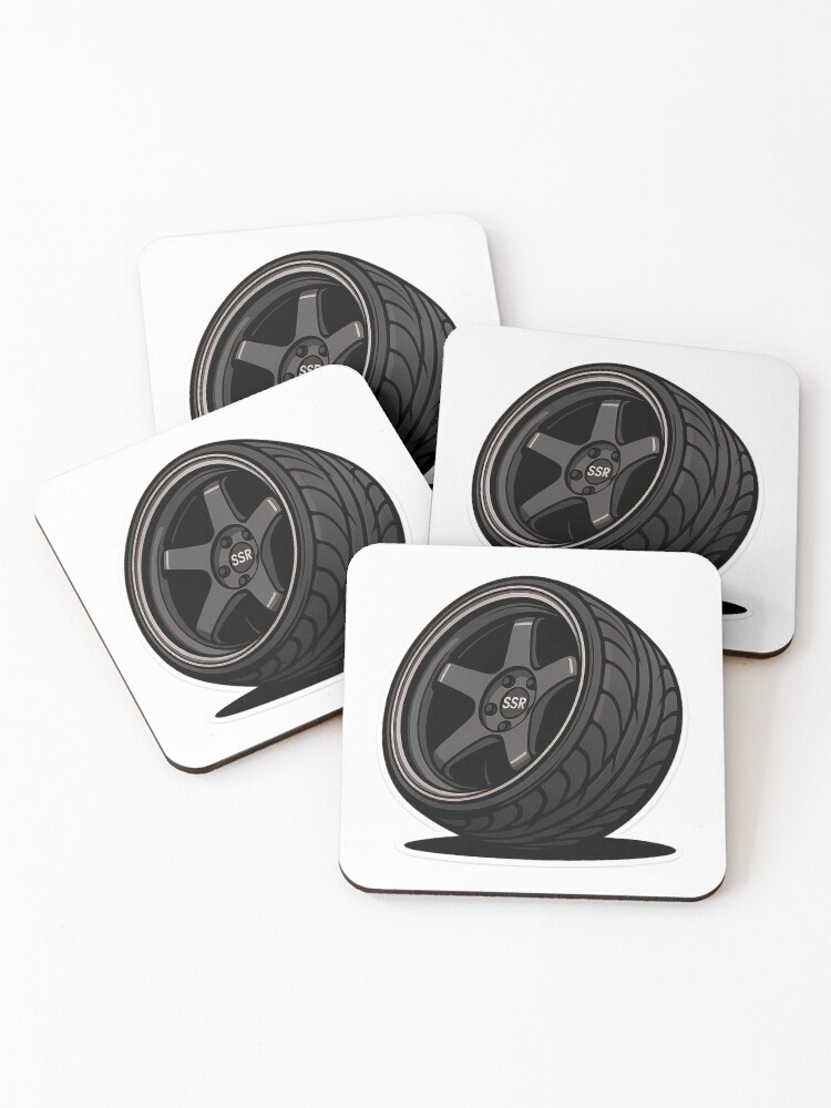 Thumbnail 1 of 5, Coasters (Set of 4), SSR 5-Spoke Racing Wheel – JDM Style designed and sold by PosterFuel.