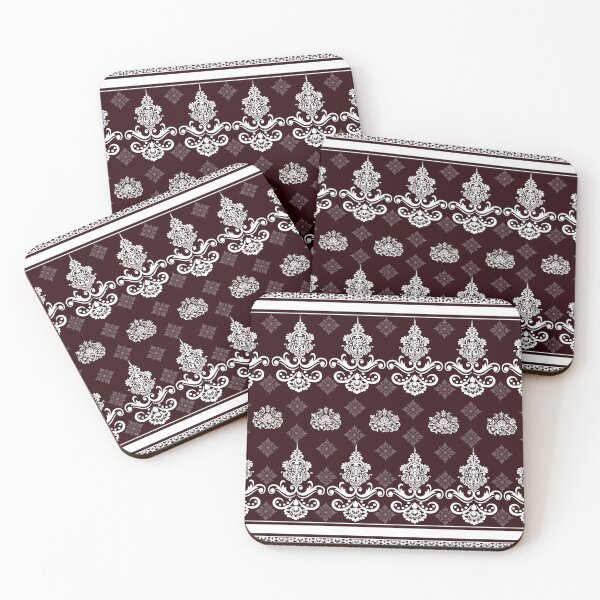 Item preview, Traditional Thai Textile Pattern, Maroon and White Ornamental Fabric, Vintage Asian Seamless Design designed and sold by Dailyprintstyle.