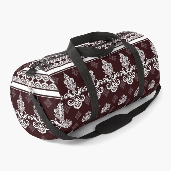 Item preview, Traditional Thai Textile Pattern, Maroon and White Ornamental Fabric, Vintage Asian Seamless Design designed and sold by Dailyprintstyle.