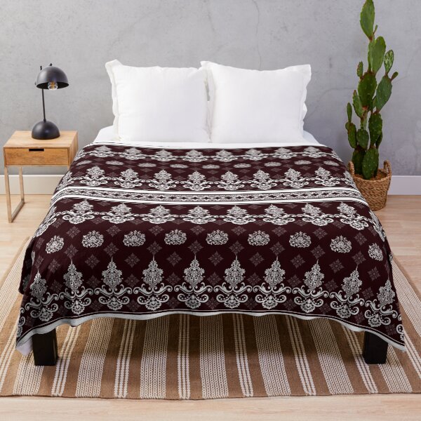 Item preview, Traditional Thai Textile Pattern, Maroon and White Ornamental Fabric, Vintage Asian Seamless Design designed and sold by Dailyprintstyle.