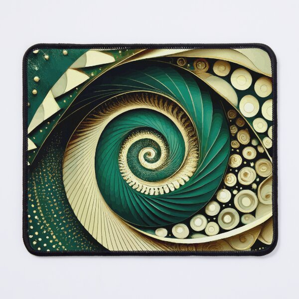 Item preview, Abstract Spiral  Green and Gold Fibonacci Art 94 designed and sold by Vicky Brago-Mitchell®.