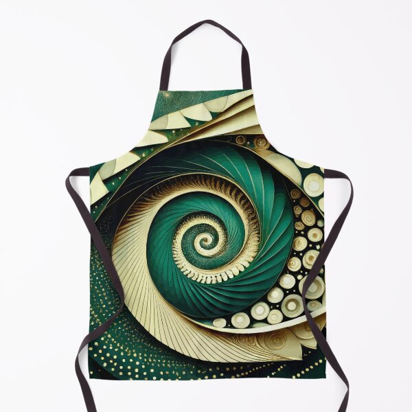 Item preview, Abstract Spiral  Green and Gold Fibonacci Art 94 designed and sold by Vicky Brago-Mitchell®.
