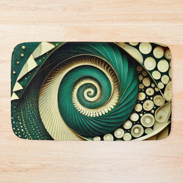 Item preview, Abstract Spiral  Green and Gold Fibonacci Art 94 designed and sold by Vicky Brago-Mitchell®.