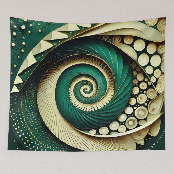 Item preview, Abstract Spiral  Green and Gold Fibonacci Art 94 designed and sold by Vicky Brago-Mitchell®.